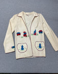 Vintage 1950s Mexican Souvenir Wool Embroidered Folk Jacket