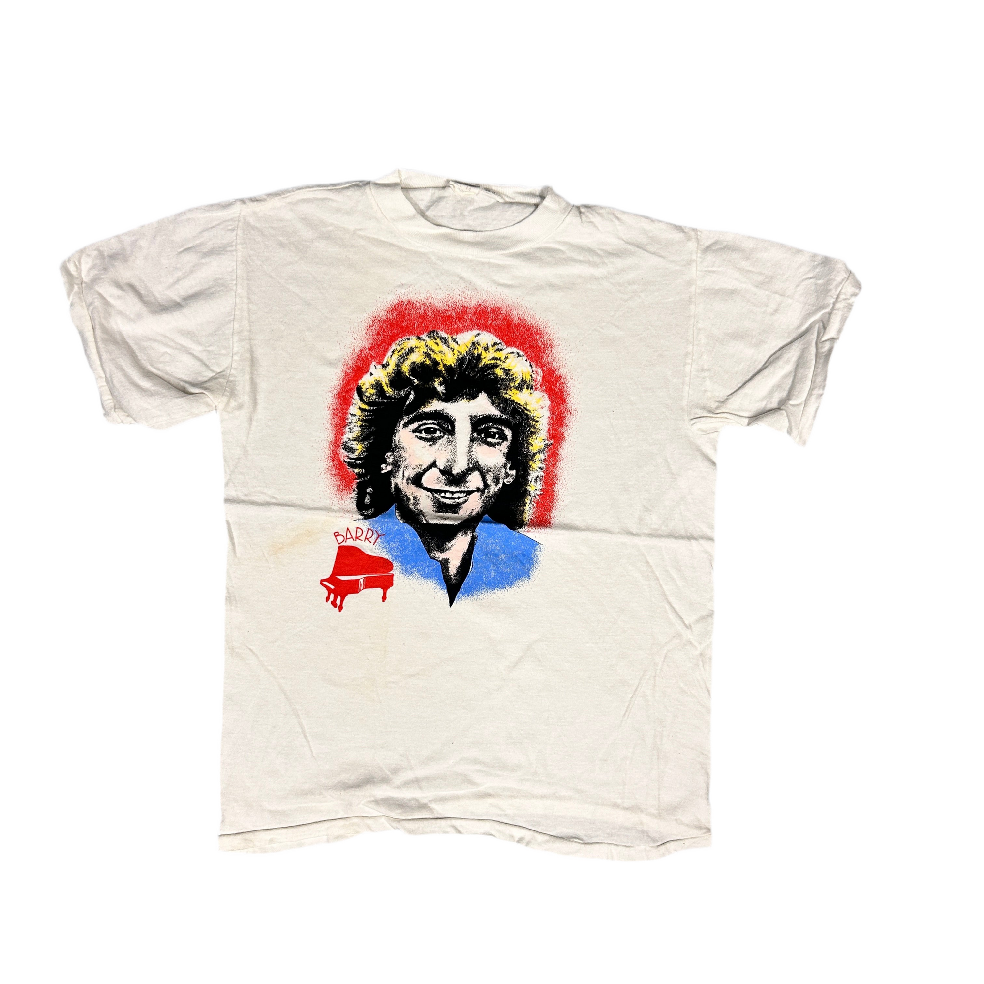 Vintage 80s Barry Manilow Piano Portrait Band T-Shirt