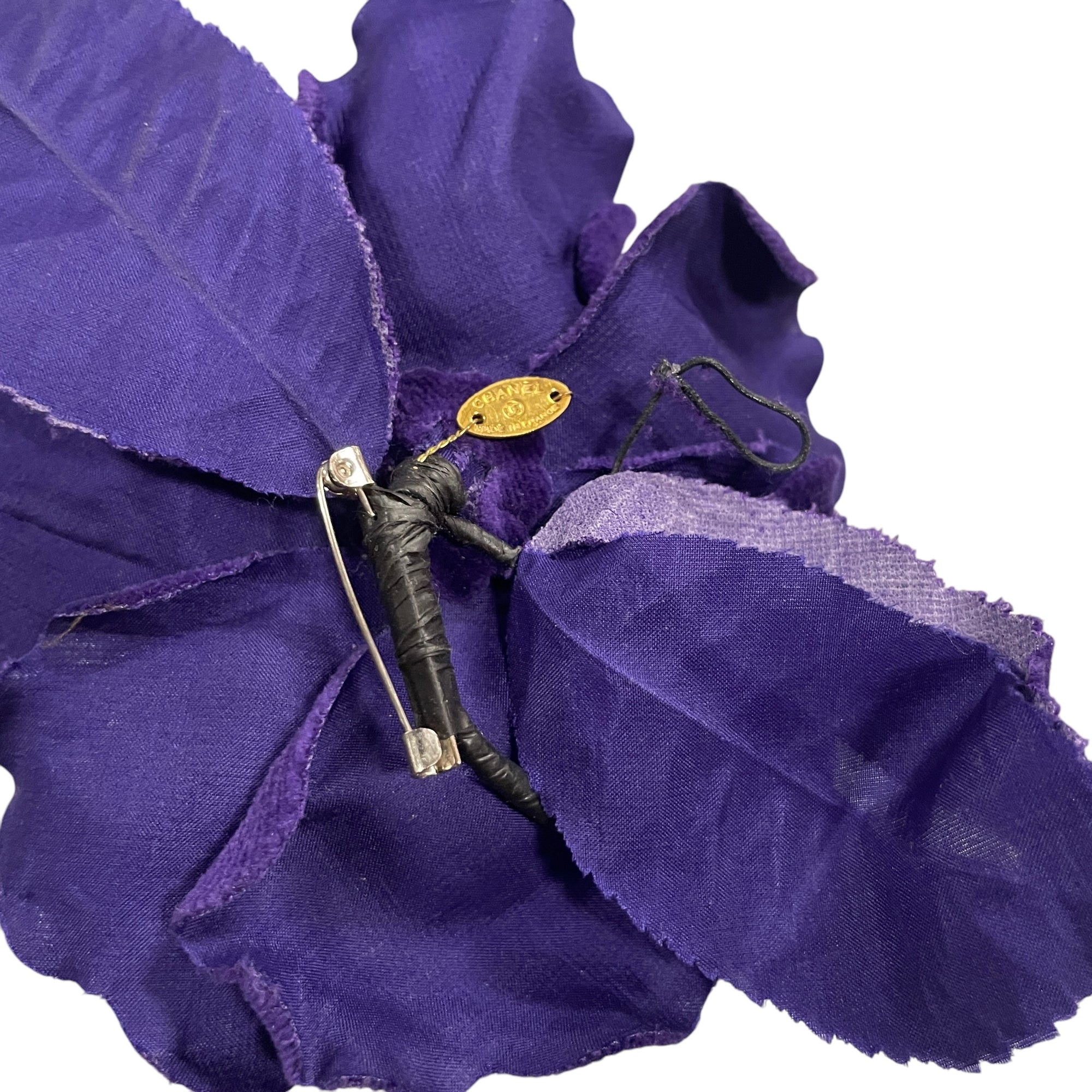 Vintage Chanel Camellia Velvet Floral Brooch Made in France