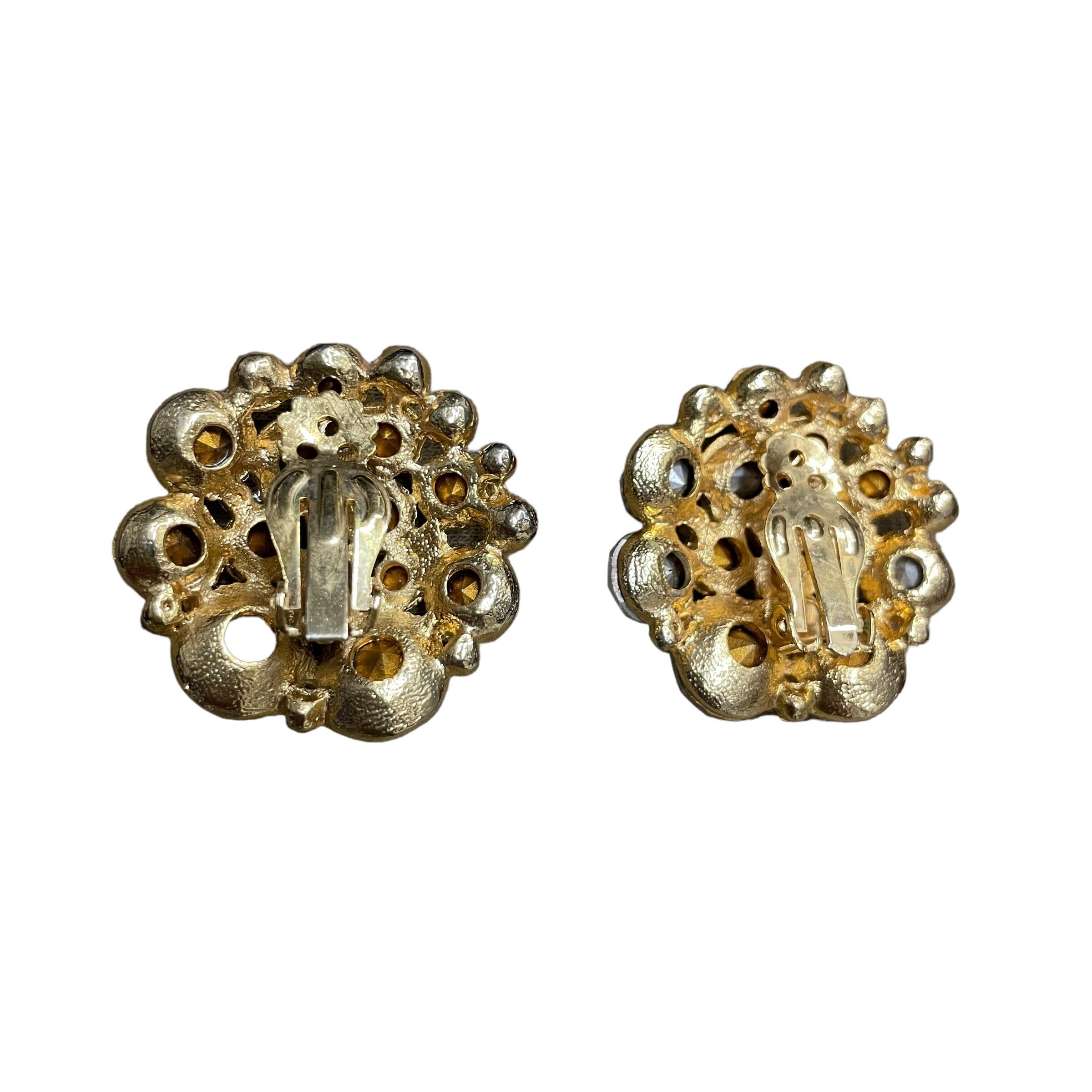 Costume Jewelry Vintage Chunky Crystal Clip on Earrings