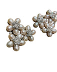 Floral Crystal & Pearl Vintage Edidi Clip-on Statement Earrings Accessories Black Market Vintage