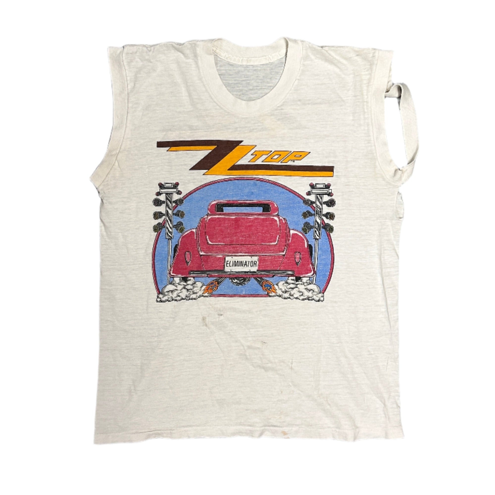 Vintage 80s ZZ Top "Eliminator" 1983 Sleeveless Tour T-Shirt