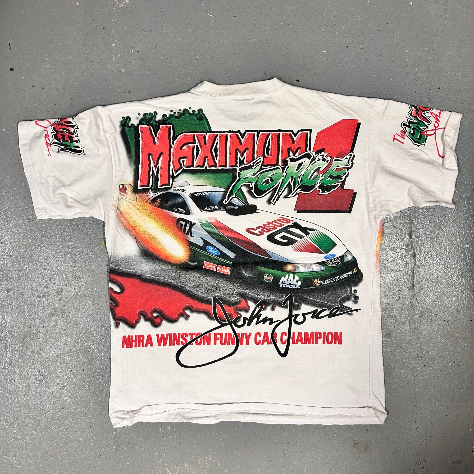 90s John Force Castrol GTX NHRA 1997 Racing T-Shirt