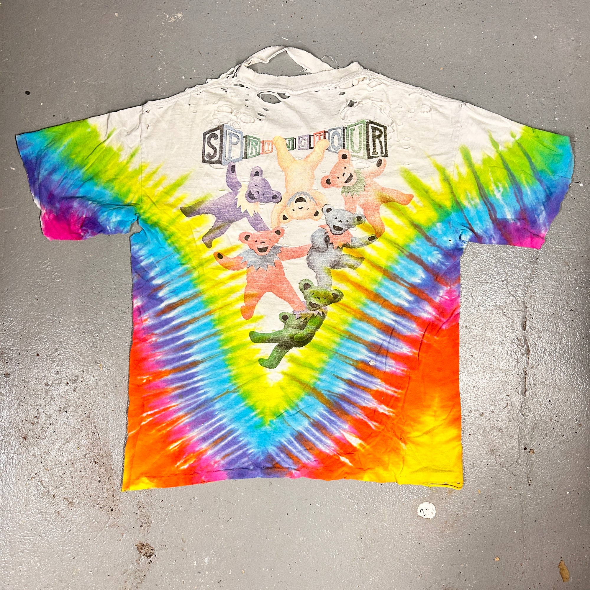 Vintage 1990s Grateful Dead Liquid Blue Tie-Dye Dancing Bears Band T-Shirt