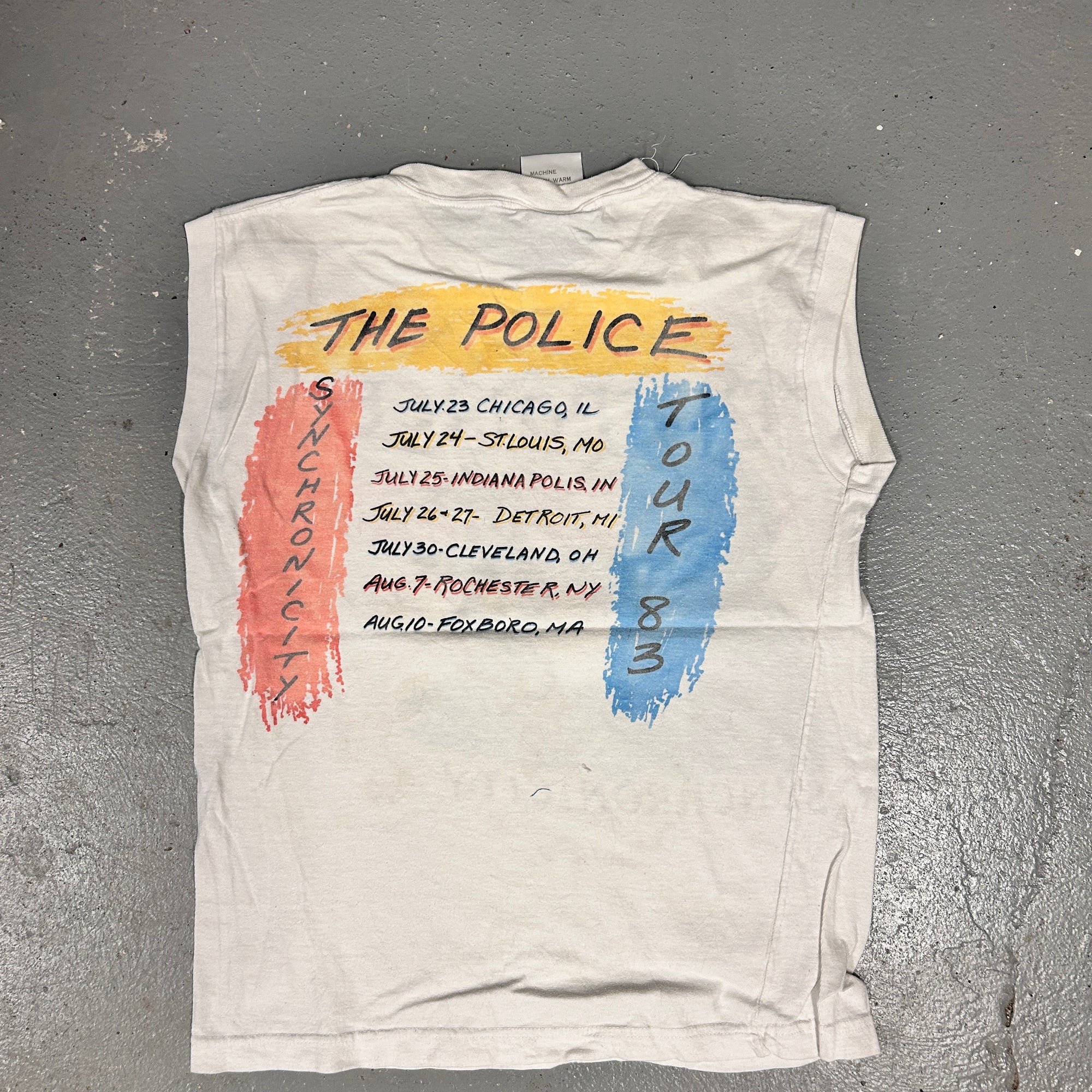 Vintage 80s The Police "Synchronicity" '83 Tour Sleeveless Band T-Shirt