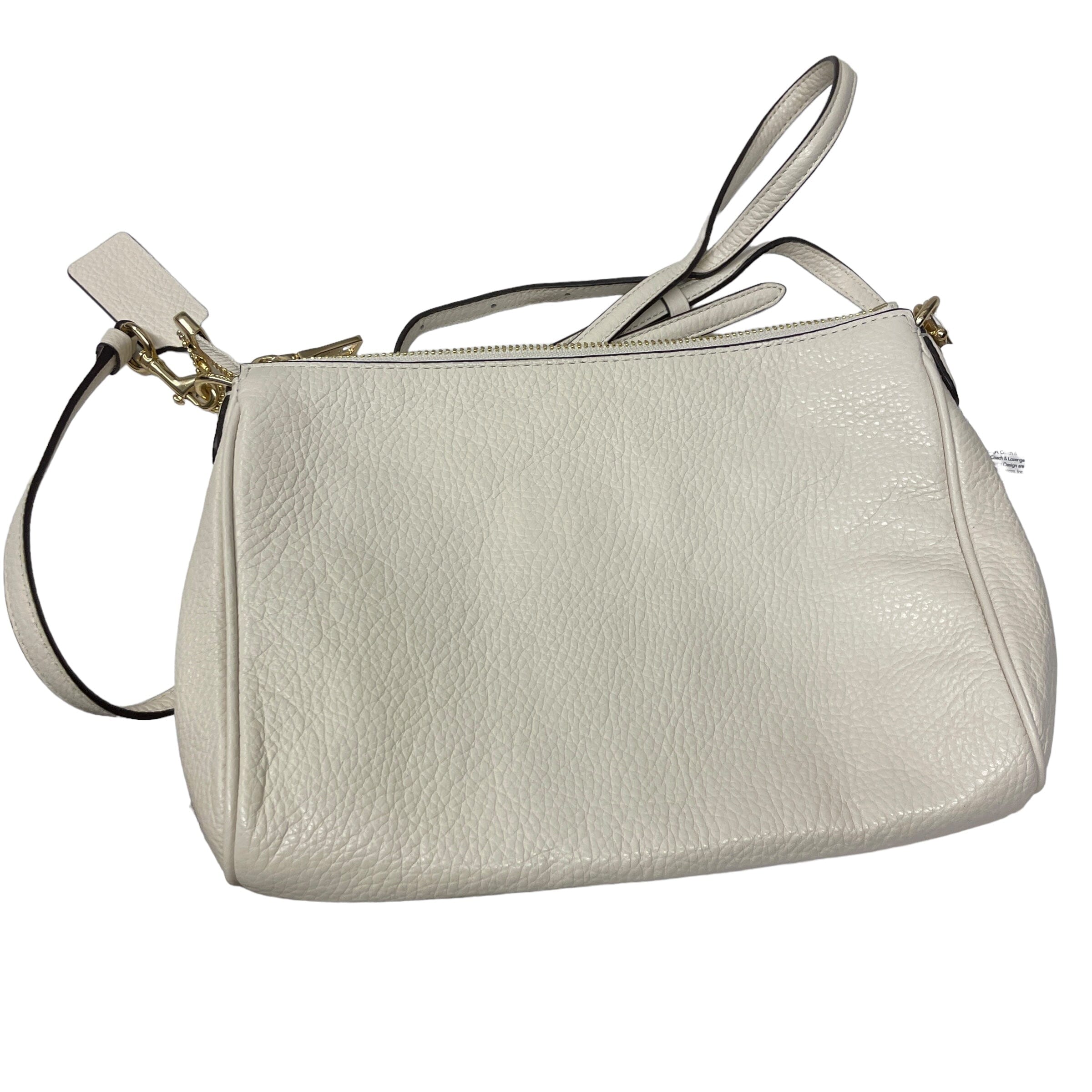 NWT Designer Coach Leather Crossbody Purse in Cream with Gold Accents Black Market Vintage