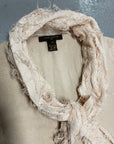 Vintage Designer Louis Vuitton Cashmere Sweater With Detachable Scarf Accent Made In Italy