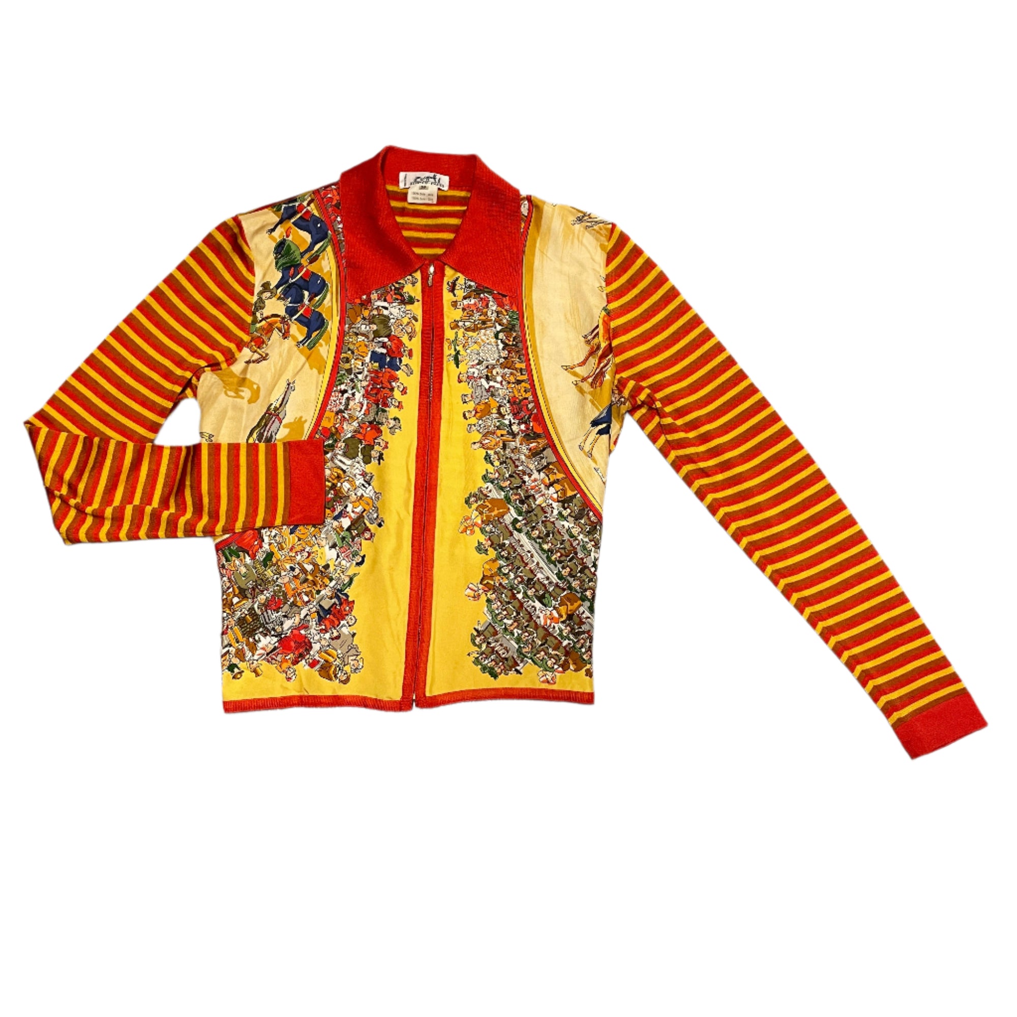 80s Hermes Designer Silk "Cirque Mollier Carre" Scarf Top Made In France