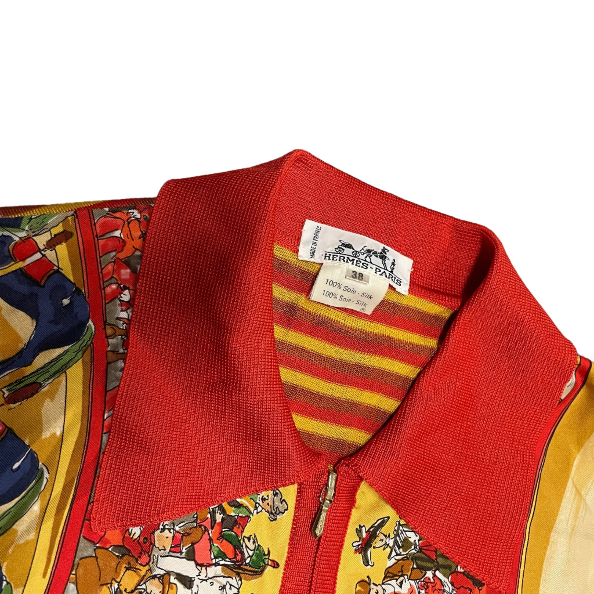 80s Hermes Designer Silk "Cirque Mollier Carre" Scarf Top Made In France