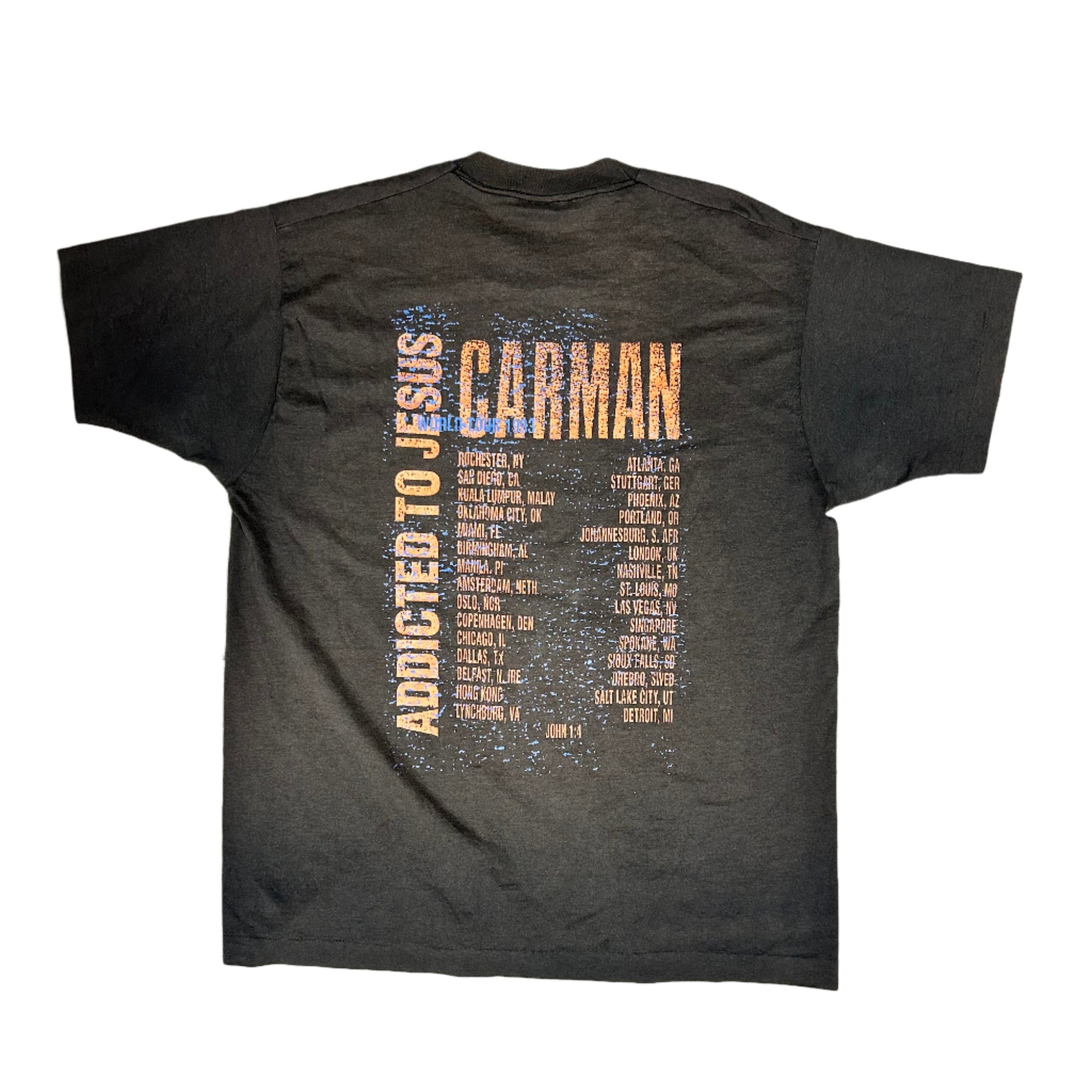 Vintage 90s Carman "Addicted To Jesus" 1993 Christian Music Tour T-Shirt