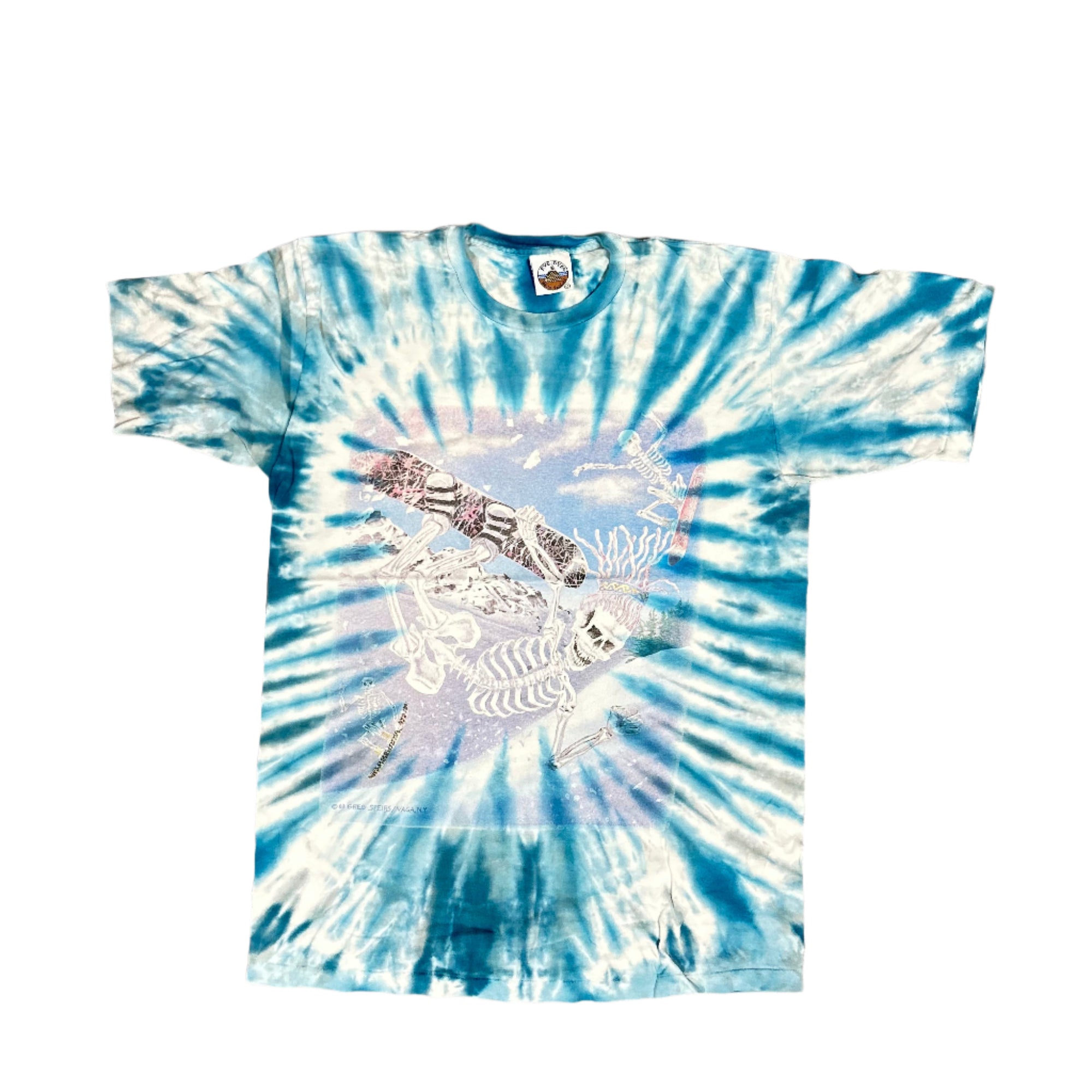 Vintage 90s Tie Dye Snowboarding "Skullman" Graphic T-Shirt by Greg Speirs