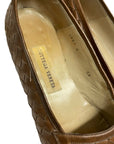 Vintage Bottega Veneta Intrecciato Weave Designer Brown Loafers Made in Italy Size 5.5 Accessories Black Market Vintage