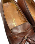 Vintage Designer Ferragamo Men's Leather Loafers with Tassels Made in Italy Accessories Black Market Vintage