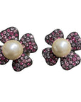 Vintage Kenneth Lane Crystal & Pearl Clip-on Earrings Accessories Black Market Vintage