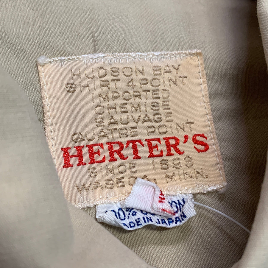 1950s Vintage Herter's for Hudson Bay Beige Cotton Button Up 4-Point Shirt Made in Japan Size M Tops Public Butter 