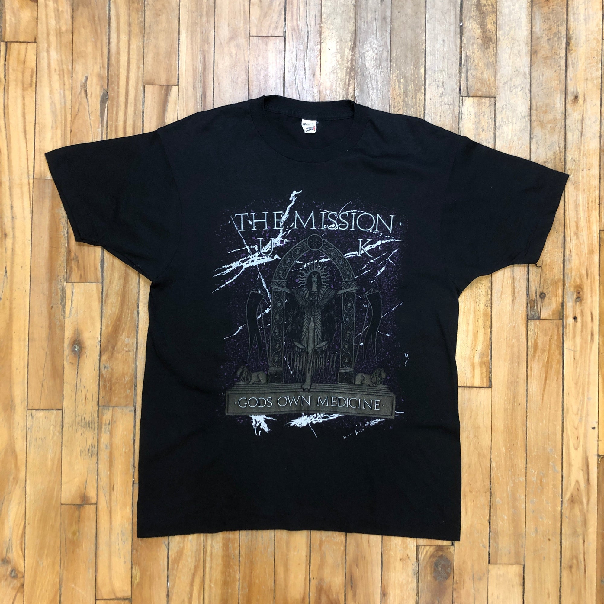 🖤 1987 The Mission U.K. "God's Own Medicine" Vintage Single Stitch Made in USA Graphic T-Shirt Size XL T-Shirts Public Butter