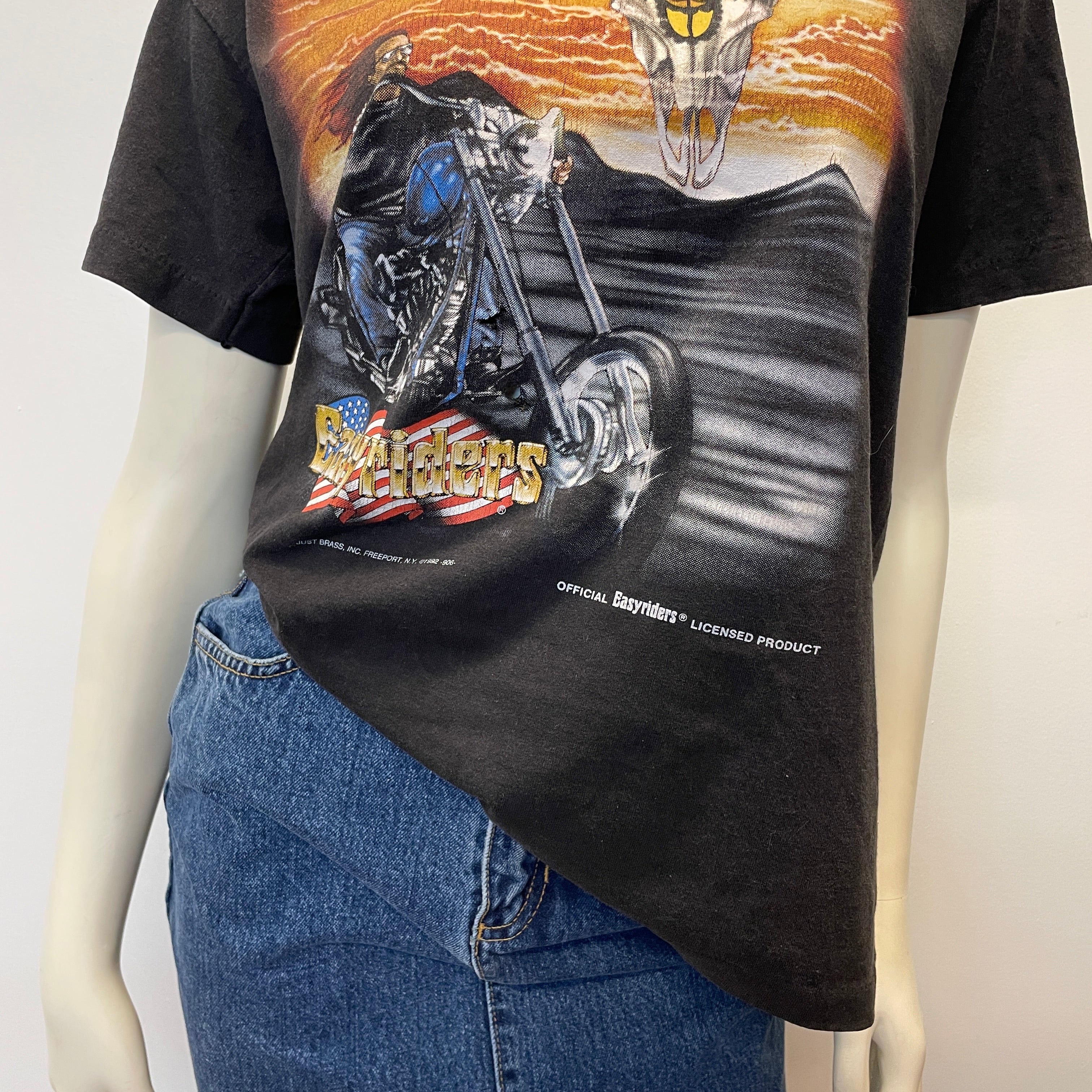Vintage 1992 Easyriders Bike on Fire T-shirt Just Brass Burning