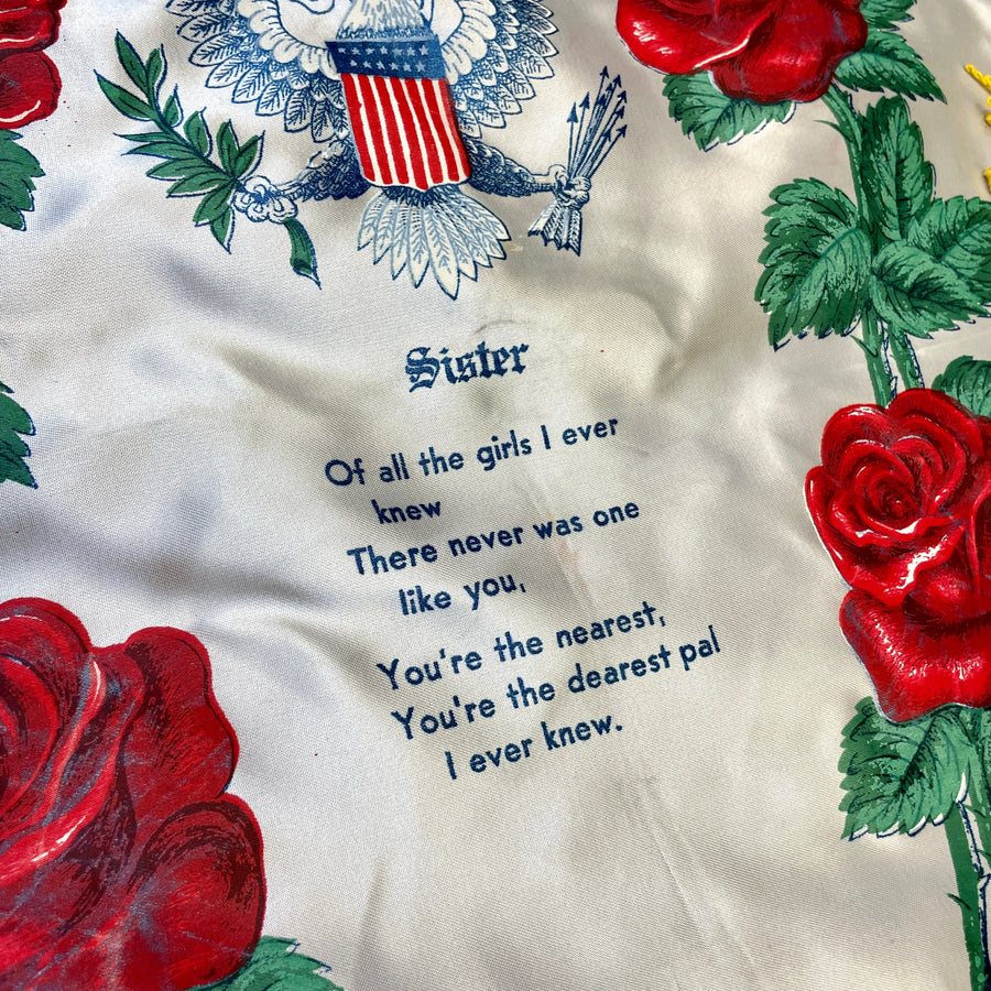 40s WWII Era US Army Vintage Souvenir Pillow Sham for Sister Accessories Public Butter 