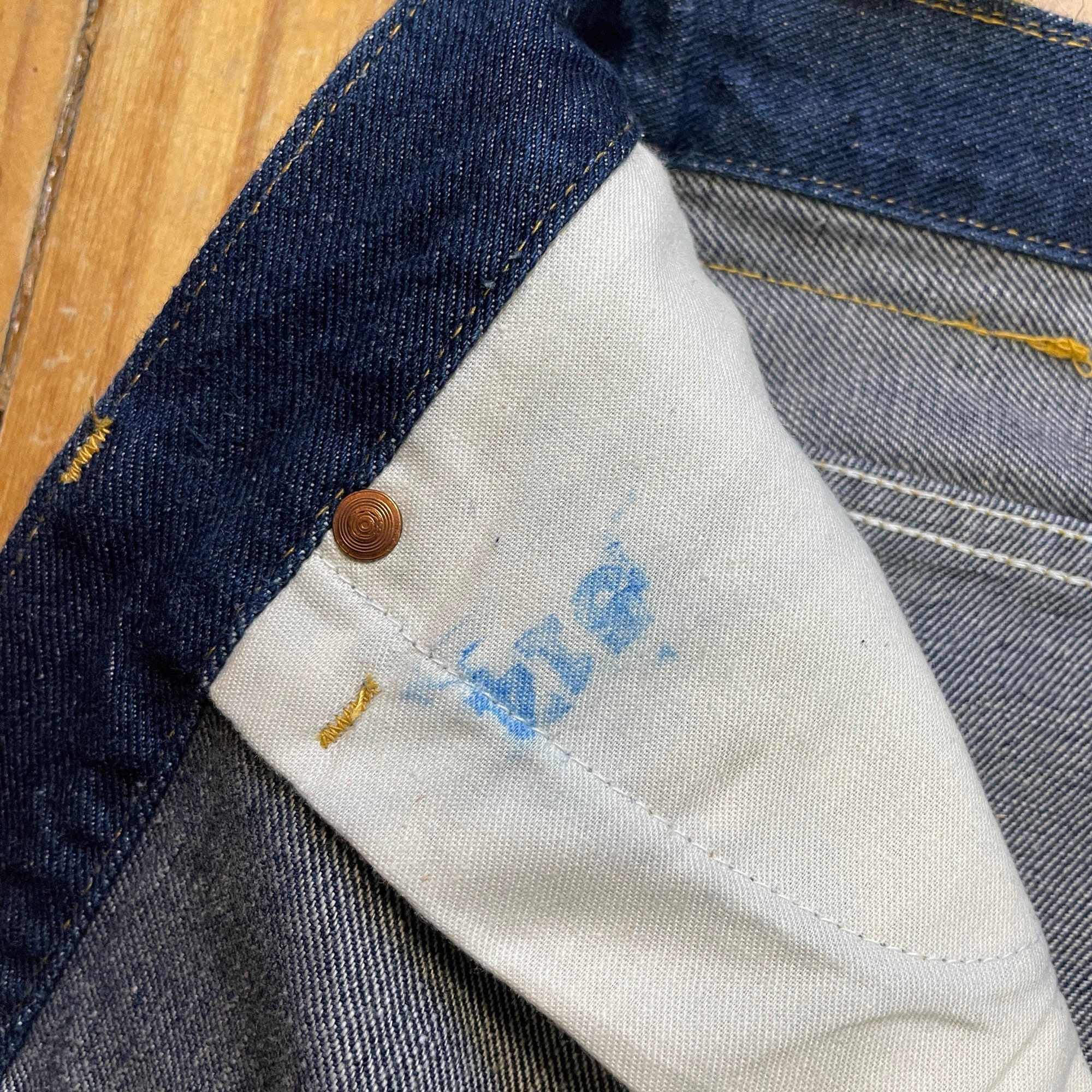 Amazing Deadstock Vintage Lee Deep Wash Jeans Union Made in Canada 40" Waist Bottoms Black Market Clothing