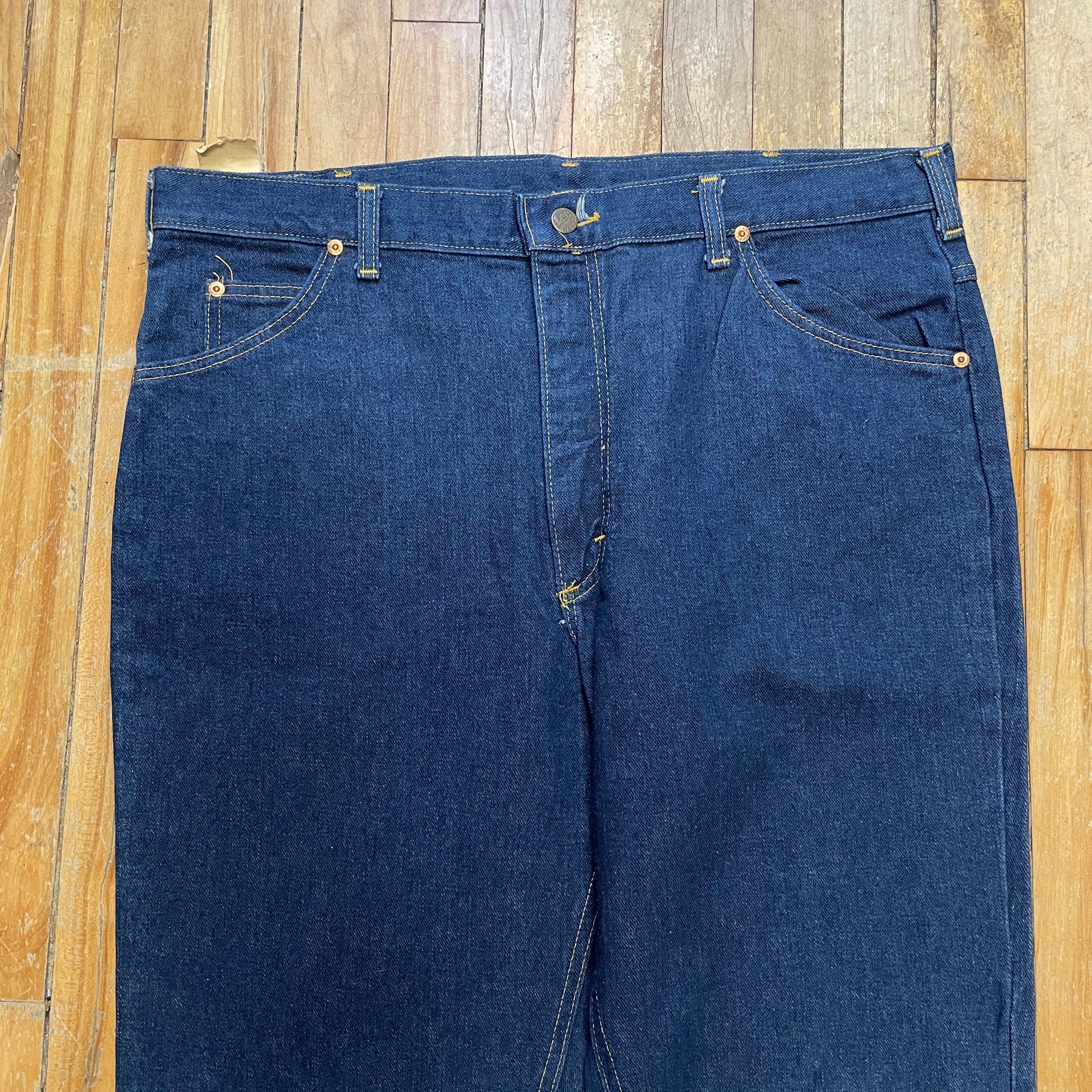 Amazing Deadstock Vintage Lee Deep Wash Jeans Union Made in Canada 40" Waist Bottoms Black Market Clothing