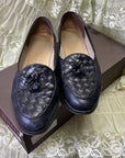 Bottega Veneta Intrecciato Weave Designer Made in Italy Vintage Leather Women's Tassel Loafers in Black with Box Size 6 Accessories Public Butter