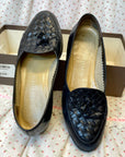 Bottega Veneta Intrecciato Weave Designer Made in Italy Vintage Leather Women's Tassel Loafers in Black with Box Size 6 Accessories Public Butter