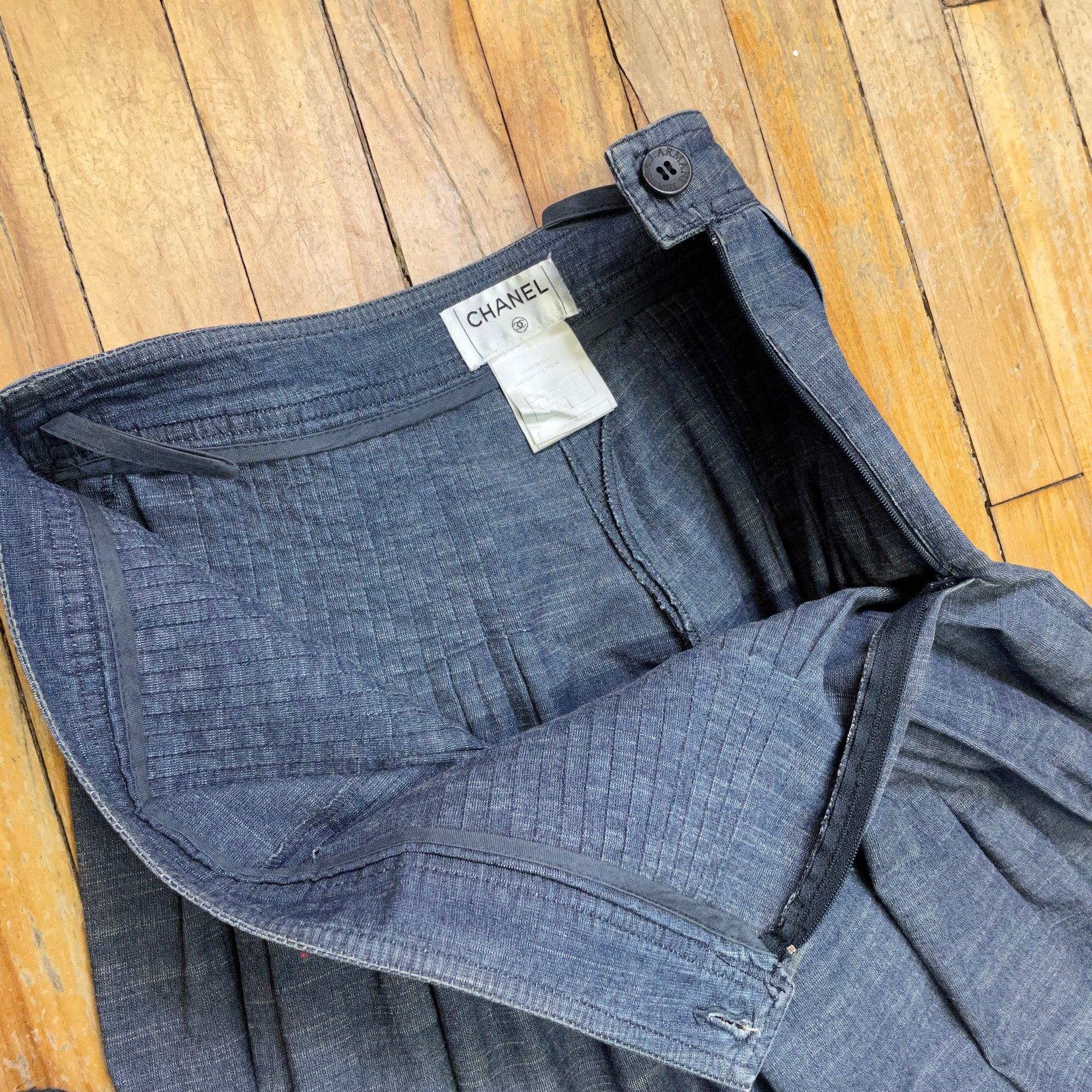 @Chanel Vintage Designer Denim Trousers Tops Public Butter
