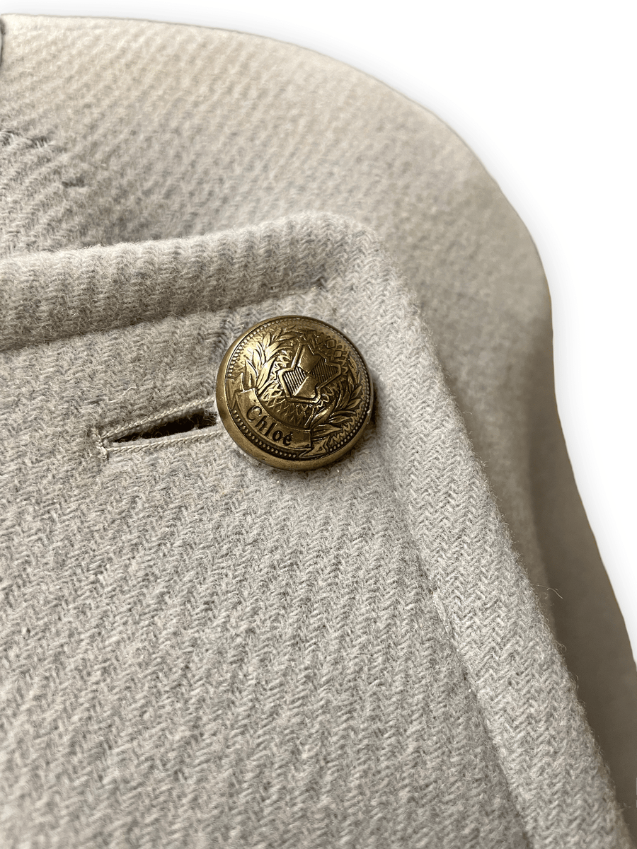 Chloé Vintage Designer Short Coat with Logo Buttons Size L Jackets & Coats Public Butter 