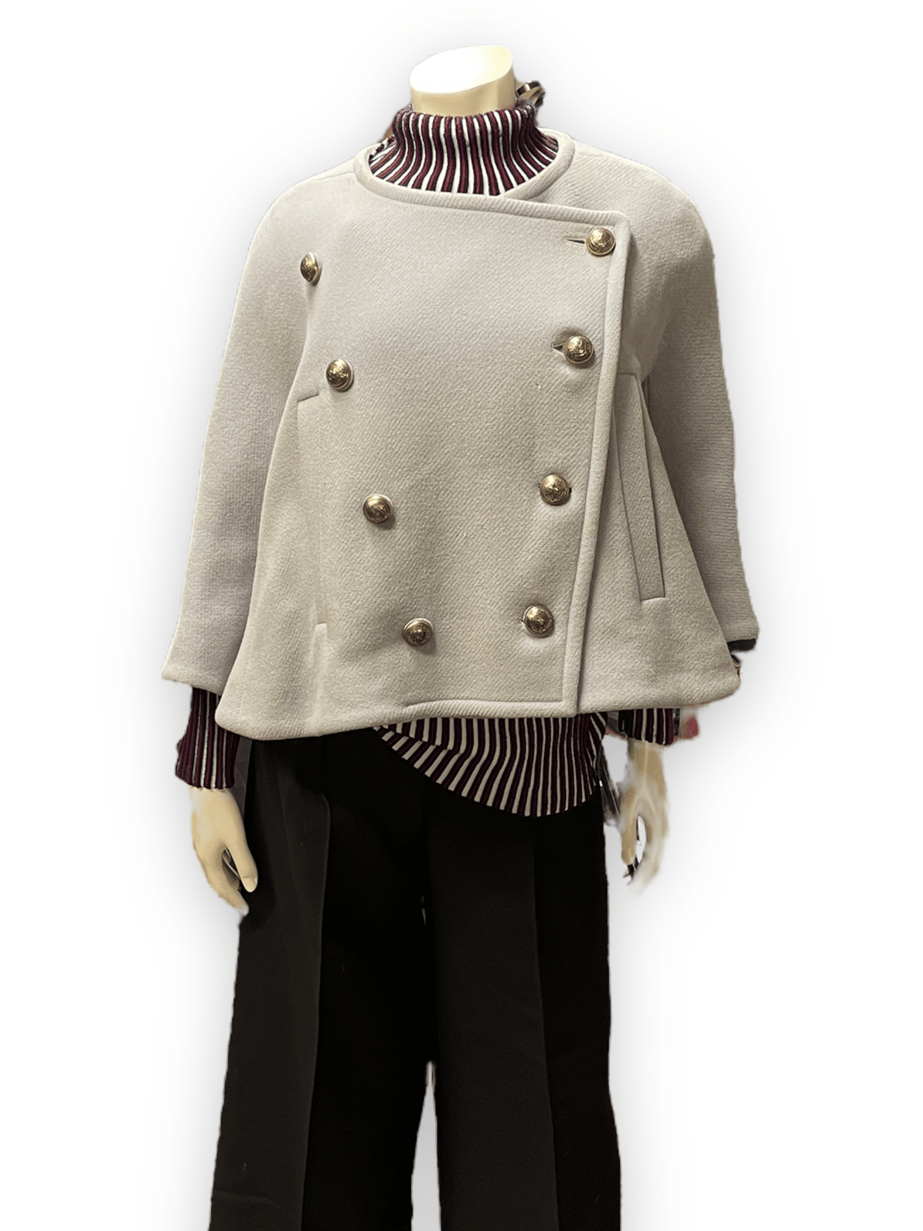Chloé Vintage Designer Short Coat with Logo Buttons Size L