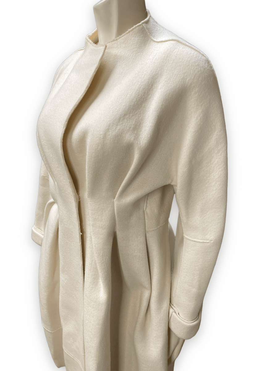 Donna Karan Collection Vintage Designer Cream Coloured Fitted Coat Size S Jackets & Coats Public Butter 