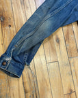 Fabulously Thrashed Vintage Wrangler Trucker Jacket Made in USA Size L Jackets & Coats Black Market Toronto