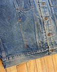 Fabulously Thrashed Vintage Wrangler Trucker Jacket Made in USA Size L Jackets & Coats Black Market Toronto