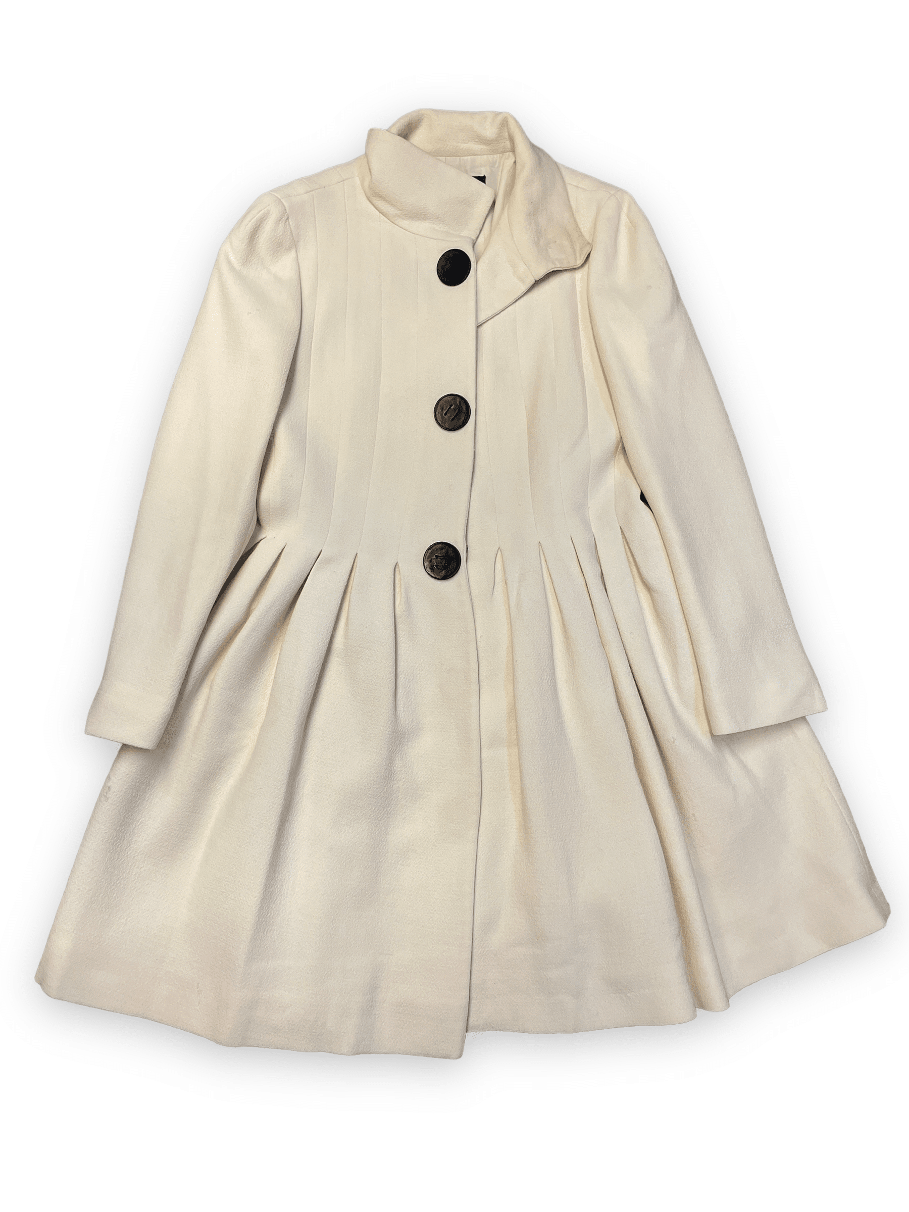 Giambattista Valli Vintage Fitted Cream Wool Dress Coat Made in Italy Size M
