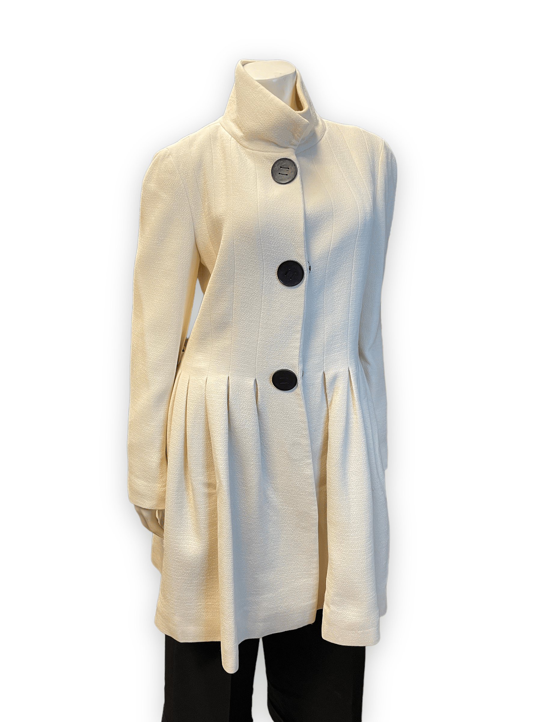 Giambattista Valli Vintage Fitted Cream Wool Dress Coat Made in Italy Size M Jackets & Coats Public Butter