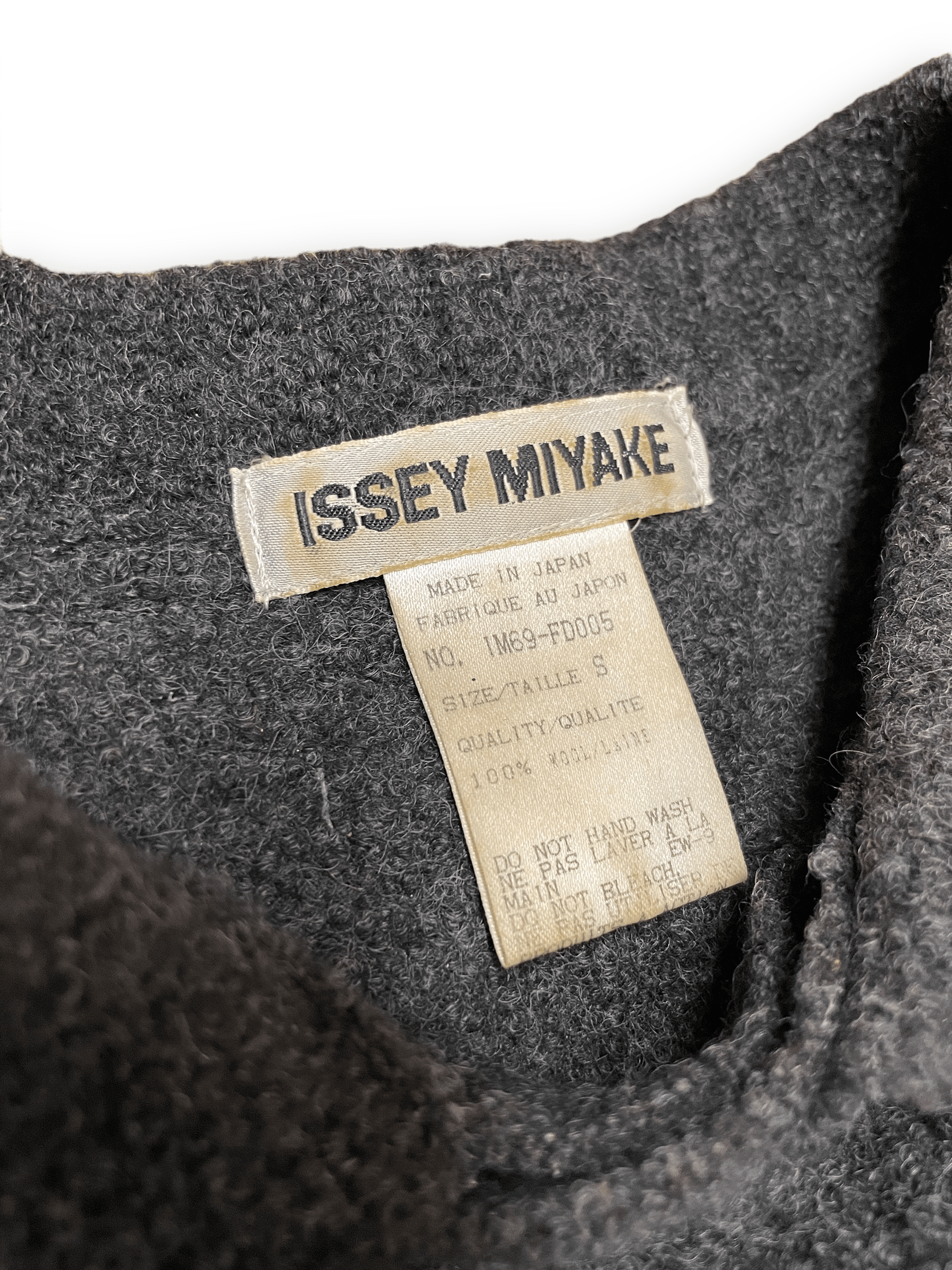 Issey Miyake Vintage Designer Charcoal Wool Cropped Jacket Made in Japan Size S