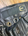 Just Cavalli Black Leather Trousers with Grommet Detailing on Waistband Size 30" Bottoms Public Butter