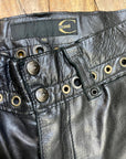 Just Cavalli Black Leather Trousers with Grommet Detailing on Waistband Size 30" Bottoms Public Butter