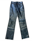 Just Cavalli Black Leather Trousers with Grommet Detailing on Waistband Size 30" Bottoms Public Butter