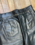 Just Cavalli Black Leather Trousers with Grommet Detailing on Waistband Size 30" Bottoms Public Butter