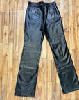 Just Cavalli Black Leather Trousers with Grommet Detailing on Waistband Size 30" Bottoms Public Butter