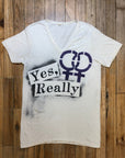 LGBT "Yes, Really" Rainbow Alternative Single Stitch Vintage Graphic V-Neck T-Shirt Size Small T-Shirts Public Butter