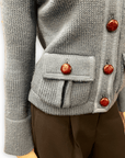 Marc Jacobs Steel Blue Wool Sweater Jacket with Pumpernickel Buttons Size XS Jackets & Coats Public Butter