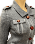 Marc Jacobs Steel Blue Wool Sweater Jacket with Pumpernickel Buttons Size XS Jackets & Coats Public Butter