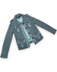 Marc Jacobs Steel Blue Wool Sweater Jacket with Pumpernickel Buttons Size XS Jackets & Coats Public Butter