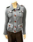 Marc Jacobs Steel Blue Wool Sweater Jacket with Pumpernickel Buttons Size XS Jackets & Coats Public Butter