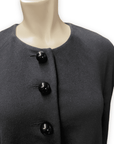 Moschino Couture! Black Wool Tiered Party Coat with Bauble Buttons Made in Italy Size M Jackets & Coats Public Butter