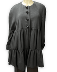 Moschino Couture! Black Wool Tiered Party Coat with Bauble Buttons Made in Italy Size M Jackets & Coats Public Butter