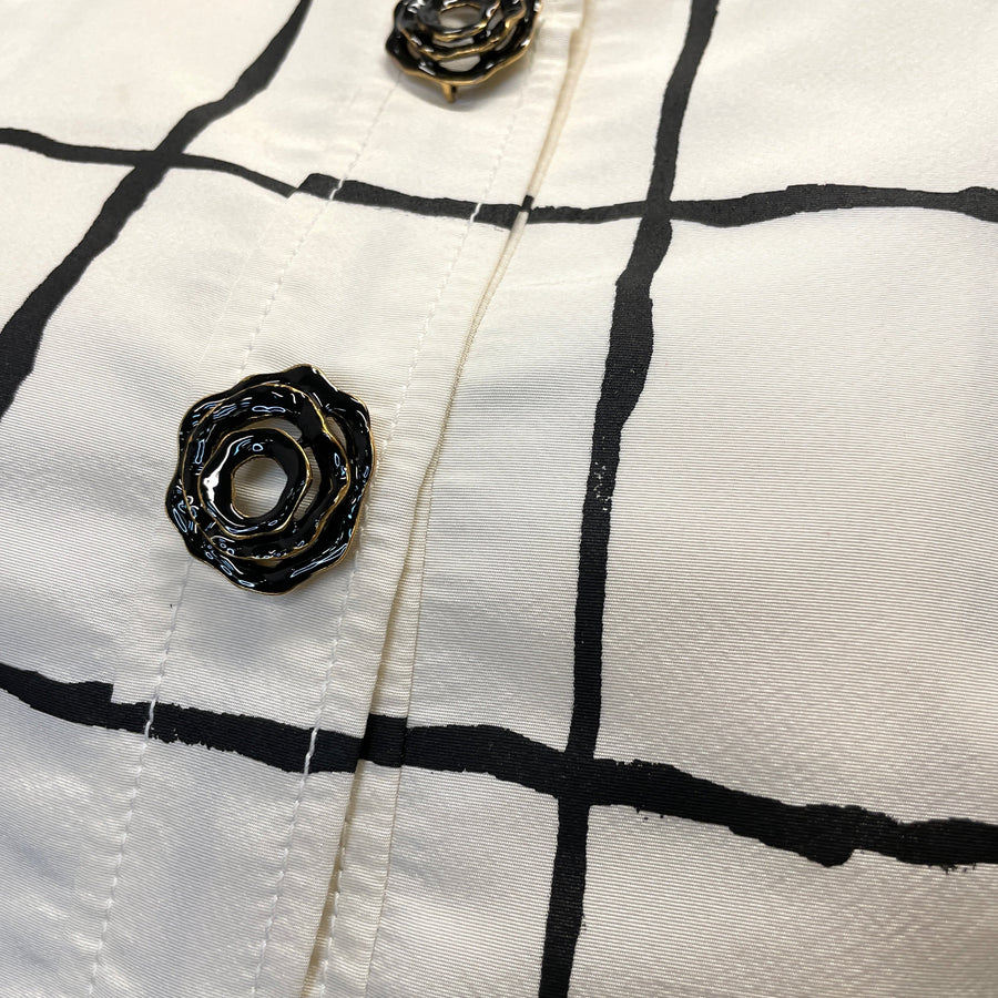 @Oscar de la Renta Vintage Designer Cropped Jacket with Enamel Fashion Buttons Tops Public Butter 