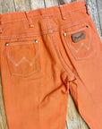 RARE 60s Wrangler Sanforized Blue Bell Made in Canada Creamsicle Coloured Twill Trousers with Pocket Rivets and Lightning Zipper Size 28" Bottoms Public Butter