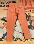 RARE 60s Wrangler Sanforized Blue Bell Made in Canada Creamsicle Coloured Twill Trousers with Pocket Rivets and Lightning Zipper Size 28" Bottoms Public Butter